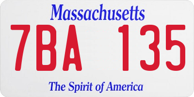 MA license plate 7BA135