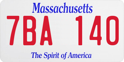MA license plate 7BA140