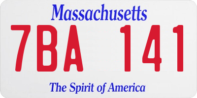 MA license plate 7BA141