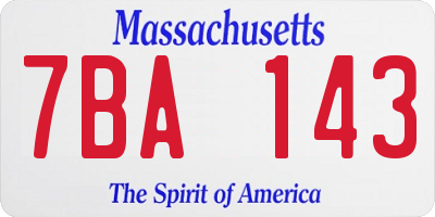 MA license plate 7BA143