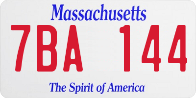 MA license plate 7BA144