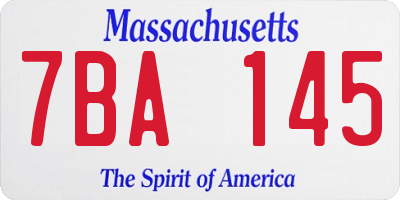 MA license plate 7BA145