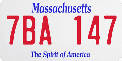 MA license plate 7BA147