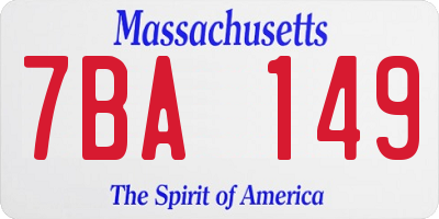 MA license plate 7BA149