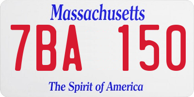 MA license plate 7BA150