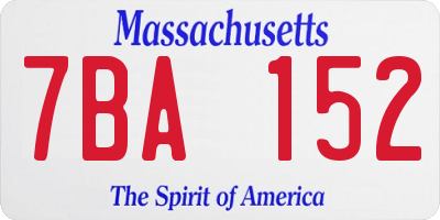 MA license plate 7BA152
