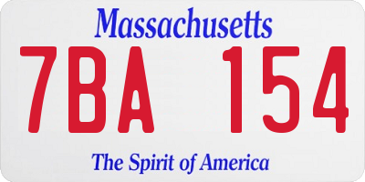 MA license plate 7BA154