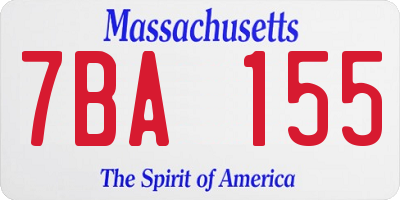 MA license plate 7BA155