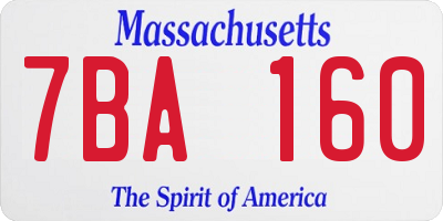MA license plate 7BA160