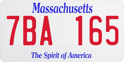 MA license plate 7BA165