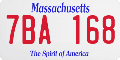 MA license plate 7BA168
