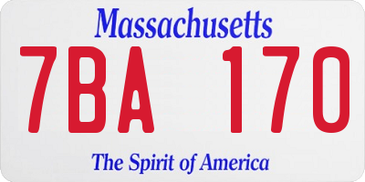 MA license plate 7BA170