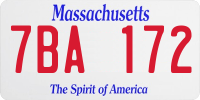 MA license plate 7BA172