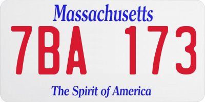 MA license plate 7BA173