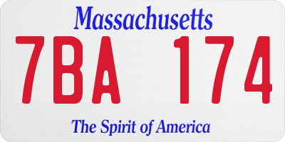 MA license plate 7BA174