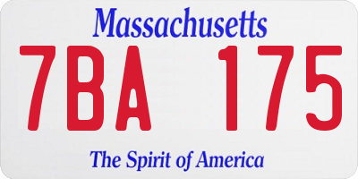 MA license plate 7BA175