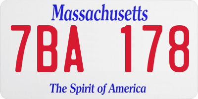 MA license plate 7BA178