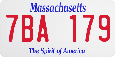 MA license plate 7BA179
