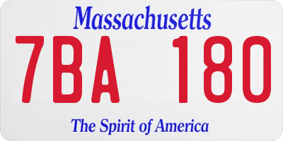 MA license plate 7BA180
