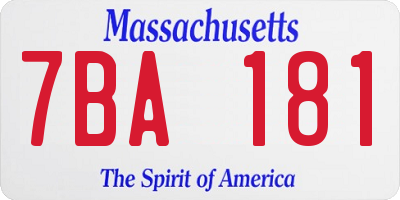 MA license plate 7BA181