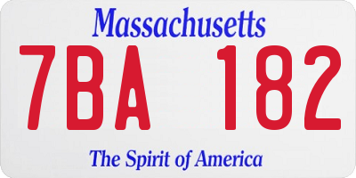 MA license plate 7BA182