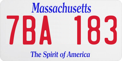 MA license plate 7BA183