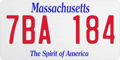 MA license plate 7BA184