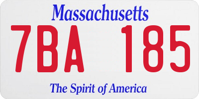 MA license plate 7BA185