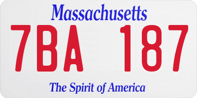 MA license plate 7BA187