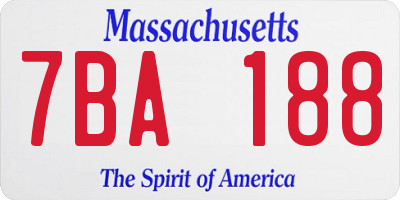 MA license plate 7BA188
