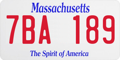 MA license plate 7BA189