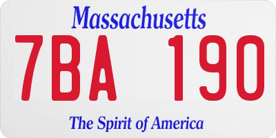MA license plate 7BA190