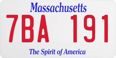 MA license plate 7BA191