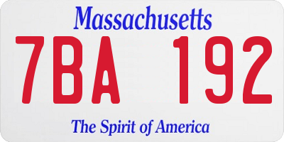 MA license plate 7BA192