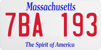 MA license plate 7BA193