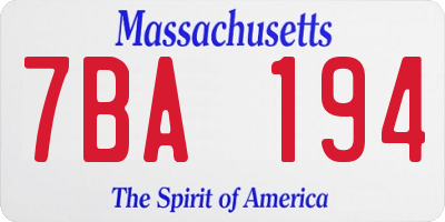 MA license plate 7BA194