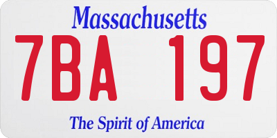 MA license plate 7BA197