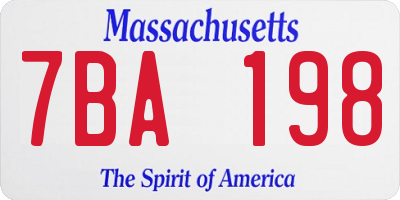 MA license plate 7BA198