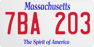 MA license plate 7BA203