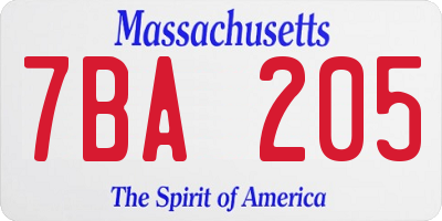 MA license plate 7BA205