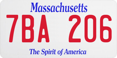 MA license plate 7BA206