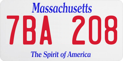 MA license plate 7BA208
