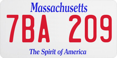 MA license plate 7BA209
