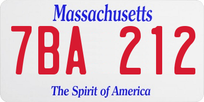 MA license plate 7BA212