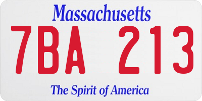MA license plate 7BA213