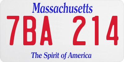 MA license plate 7BA214