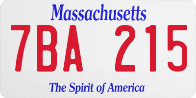 MA license plate 7BA215