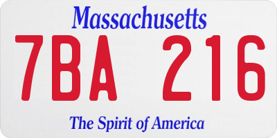MA license plate 7BA216