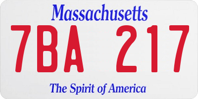 MA license plate 7BA217