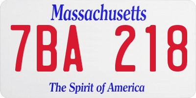 MA license plate 7BA218